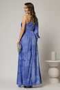 Rochie Noa lunga de ocazie albastra din satin cu floare maxi pe talie, 2, dyfashion.ro