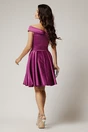 Rochie Nova scurta magenta din tafta in clos cu strasuri in talie, 2, dyfashion.ro