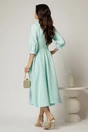 Rochie office de ocazie din stofa turcoaz cu bust petrecut si rever, 2, dyfashion.ro