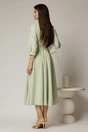 Rochie office de ocazie din stofa verde fistic cu bust petrecut si rever, 2, dyfashion.ro