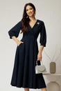 Rochie office din stofa bleumarin cu bust petrecut si rever, 1, dyfashion.ro