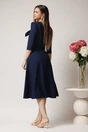 Rochie office din stofa bleumarin cu funda la bust, 2, dyfashion.ro