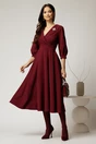 Rochie office din stofa bordo cu bust petrecut si rever, 3, dyfashion.ro