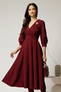 Rochie office din stofa bordo cu bust petrecut si rever, 1, dyfashion.ro