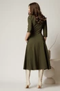 Rochie office din stofa kaki cu funda la bust, 2, dyfashion.ro
