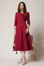 Rochie office din stofa magenta cu funda la bust, 3, dyfashion.ro