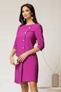 Rochie office din stofa magenta cu nasturi perlati, 1, dyfashion.ro
