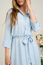 Rochie office din viscoza bleu cu cordon in talie