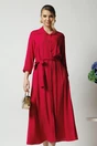 Rochie office din viscoza fucsia cu cordon in talie