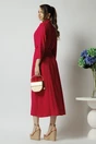 Rochie office din viscoza fucsia cu cordon in talie