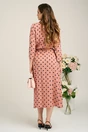 Rochie office din viscoza roz cu buline bleumarin si cordon in talie, 2, dyfashion.ro
