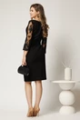 Rochie Poppy midi neagra de ocazie cu maneci din dantela cu paiete, 2, dyfashion.ro