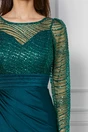 Rochie Ramona verde lunga cu glitter la bust