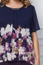 Rochie Raya mov cu capa bleumarin si imprimeu floral