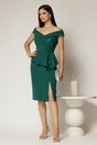 Rochie Roberta verde de ocazie cu peplum si paiete, 3, dyfashion.ro