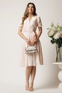 Rochie roz cu dungi albe in clos cu cordon in talie, 3, dyfashion.ro