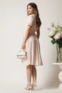 Rochie roz cu dungi albe in clos cu cordon in talie, 2, dyfashion.ro