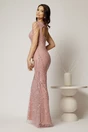 Rochie roz de seara croi sirena cu aplicatii de paiete si margele, 2, dyfashion.ro