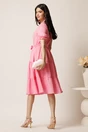 Rochie roz din viscoza in clos cu cordon in talie, 3, dyfashion.ro