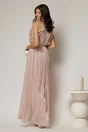 Rochie roz lunga de ocazie din voal peliculizat cu cordon impletit, 2, dyfashion.ro