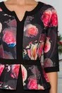 Rochie Sabrina neagra cu imprimeuri florale roz-somon