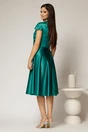 Rochie Sabrina verde din tafta cu accesoriu floral textil si decolteu in V, 2, dyfashion.ro