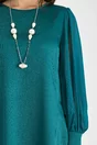 Rochie Samara verde  smarald cu nasturi albi perlati