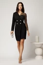 Rochie Sasha scurta neagra din stofa cu croi conic si bust din paiete, 3, dyfashion.ro