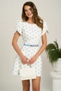 Rochie scurta alba cu buline bleu si maneci scurte tip lalea, 1, dyfashion.ro