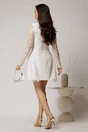 Rochie scurta alba cu maneci din dantela si nasturi decorativi, 2, dyfashion.ro