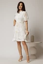 Rochie scurta alba din dantela cu nasturi si cordon impletit, 3, dyfashion.ro