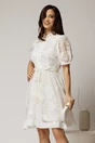 Rochie scurta alba din dantela cu nasturi si cordon impletit, 1, dyfashion.ro