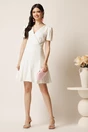 Rochie scurta alba in clin cu decolteu petrecut- Moze, 3, dyfashion.ro