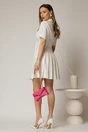 Rochie scurta alba tip sacou cu pliuri pe fusta, 2, dyfashion.ro