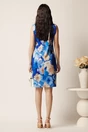 Rochie scurta albastra cu flori bej din viscoza, 2, dyfashion.ro