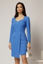 Rochie scurta albastra cu maneci lungi si nasturi imbracati, 1, dyfashion.ro