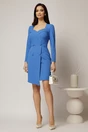 Rochie scurta albastra cu maneci lungi si nasturi imbracati, 3, dyfashion.ro
