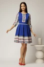 Rochie scurta albastra cu motive etno, 3, dyfashion.ro
