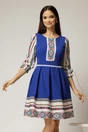 Rochie scurta albastra cu motive etno, 1, dyfashion.ro
