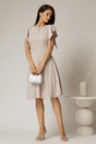 Rochie scurta bej de zi cu nasturi la bust si maneci scurte, 3, dyfashion.ro