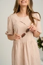 Rochie scurta bej din ghipura in clos cu motive florale, 3, dyfashion.ro