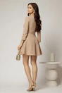Rochie scurta bej din stofa in clos cu nasturi pe bust si curea in talie, 2, dyfashion.ro