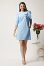 Rochie scurta bleu accesorizata cu aplicatie maxi tip frunza- LaDonna, 3, dyfashion.ro