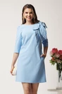 Rochie scurta bleu accesorizata cu aplicatie maxi tip frunza- LaDonna, 1, dyfashion.ro