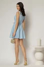 Rochie scurta bleu cu funda pe umar si decolteu patrat, 2, dyfashion.ro