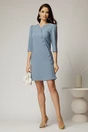 Rochie scurta bleu cu nasturi decorativi si croi cambrat, 3, dyfashion.ro