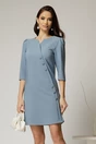 Rochie scurta bleu cu nasturi decorativi si croi cambrat, 1, dyfashion.ro