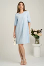 Rochie scurta bleu din ghipura in clos cu motive florale, 4, dyfashion.ro