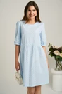 Rochie scurta bleu din ghipura in clos cu motive florale, 1, dyfashion.ro