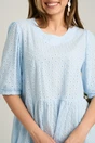 Rochie scurta bleu din ghipura in clos cu motive florale, 3, dyfashion.ro